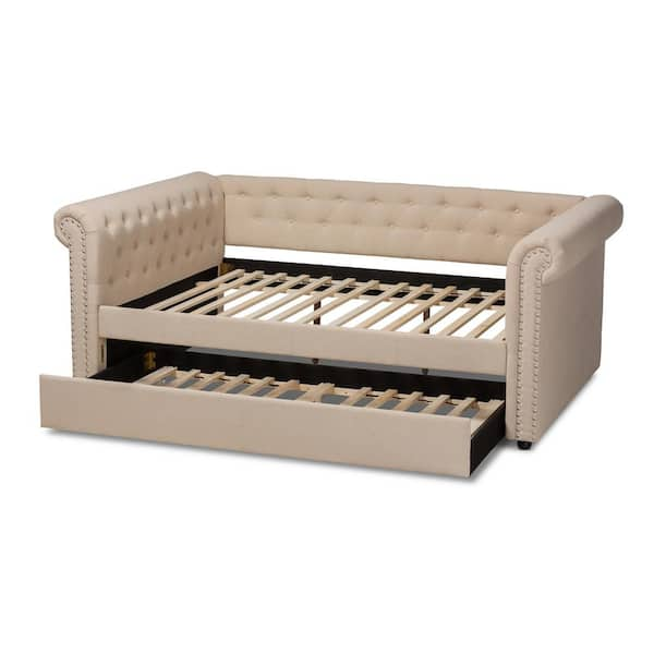 Baxton Studio Mabelle Beige Full Daybed with Trundle 154 9481 HD