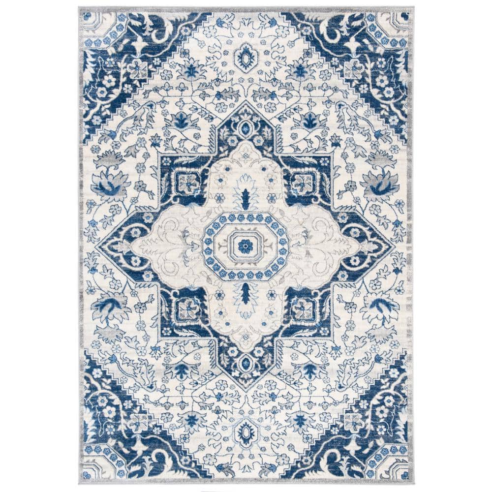 Elysian Blue 9' x 12' Hand-Knotted Synthetic Area Rug