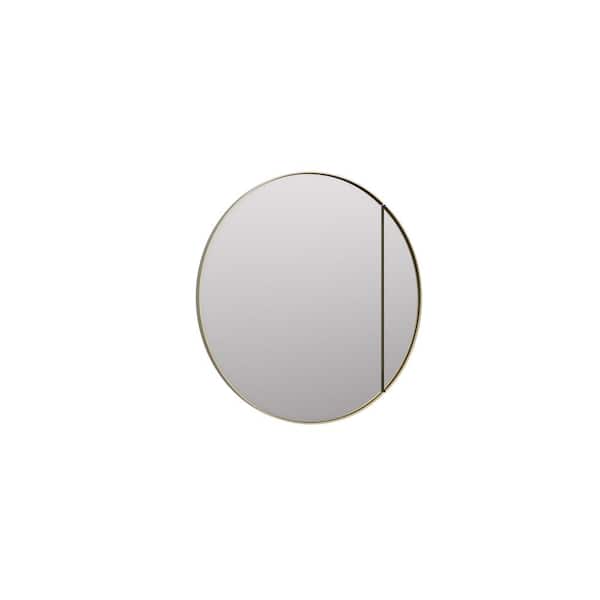 Glass Warehouse Juno 24 in. W x 24 in. H Round Gold Recessed/Surface Mount Medicine Cabinet with Mirror in Satin Brass Finish