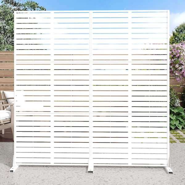 72 in. x 72 in. Outdoor Metal Privacy Screen Garden Fence in Louver Pattern in White