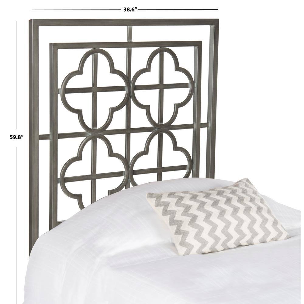 Antique Iron Twin Metal Headboard with Quatrefoil Lattice