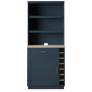 74 in. Fontana Blue 12-Shelf Standard Bookcase with Open Storage