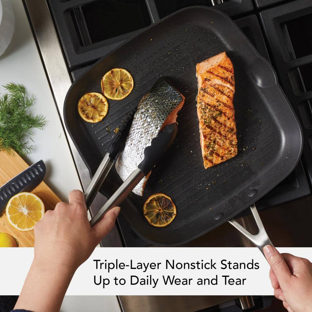 11.25 in. Hard Anodized Aluminum Induction Grill Pan Black - thumbnail 8