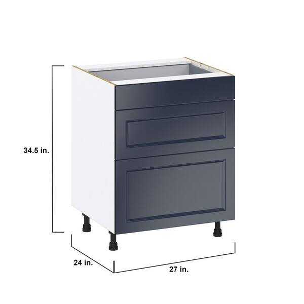 J COLLECTION 33 in. W x 34.5 in. H x 24 in. D Devon Painted Blue Shaker Assembled Base Kitchen Cabinet with 6-Drawers