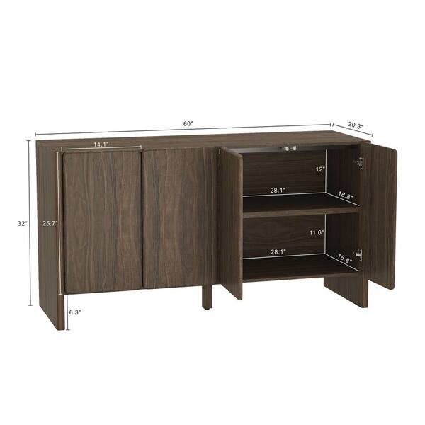 Manhattan Comfort Linda Modern Walnut Brown Composite Wood 60 in