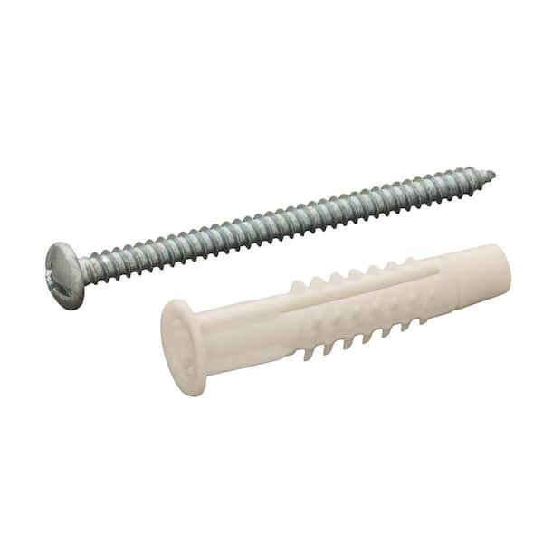Unbranded #10 x 2-1/2 in. White Plastic Knotting Anchor with #10 x 2-1/2 in. Round-Head Combo Drive Screw (6-Piece)