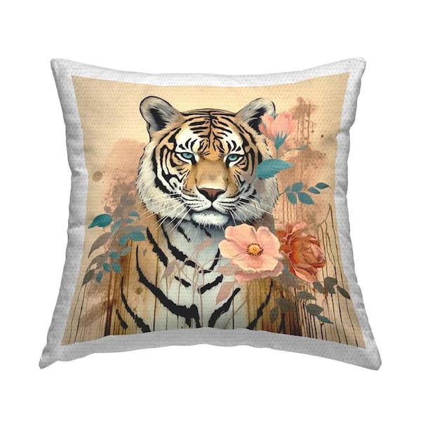 Stupell Industries Modern Floral Tiger Outdoor Printed Throw Pillow by Lazar Studio