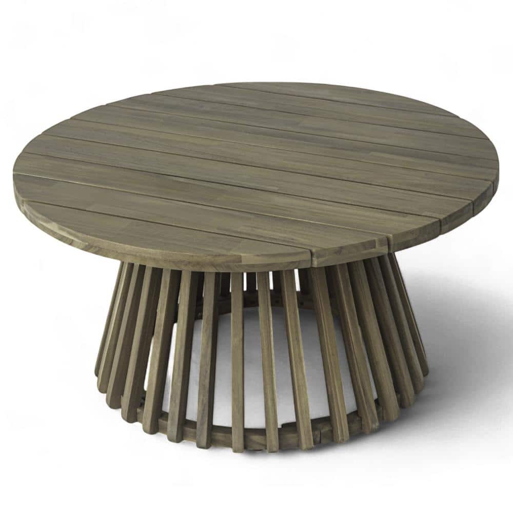 Gray Acacia Wood Dining Table, Slatted Patio Coffee Table, Conversation Table for Garden, Backyard price history on PriceWatchPro