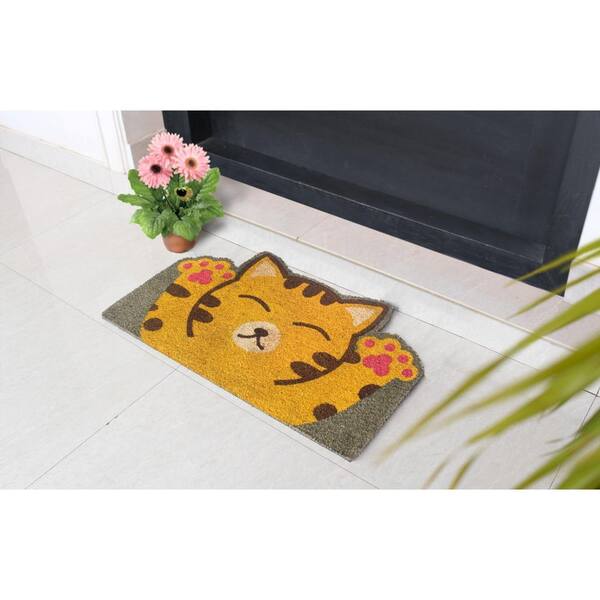 RugSmith Happy Cat Multi 30in. x 18in. Door Mat DM12591 - The Home