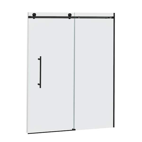 Simple Project 56 in. to 60 in. W x 75 in. H Frameless Sliding Shower Door in Matte Black