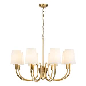 Clover 8-Light Brass Simple Modern Country Nordic Fabric Chandelier for Living Room Bedroom Dining Room