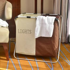 White and Brown Oxford Cloth Folding Double Lattice Fabric Dirty Clothes Storage Laundry Basket