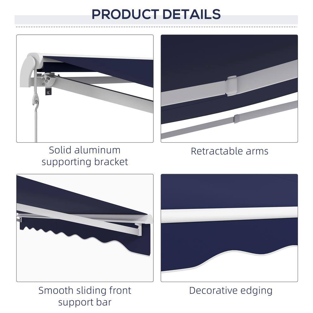 Outsunny 10' x 8' Dark Blue Motorized Retractable Awning