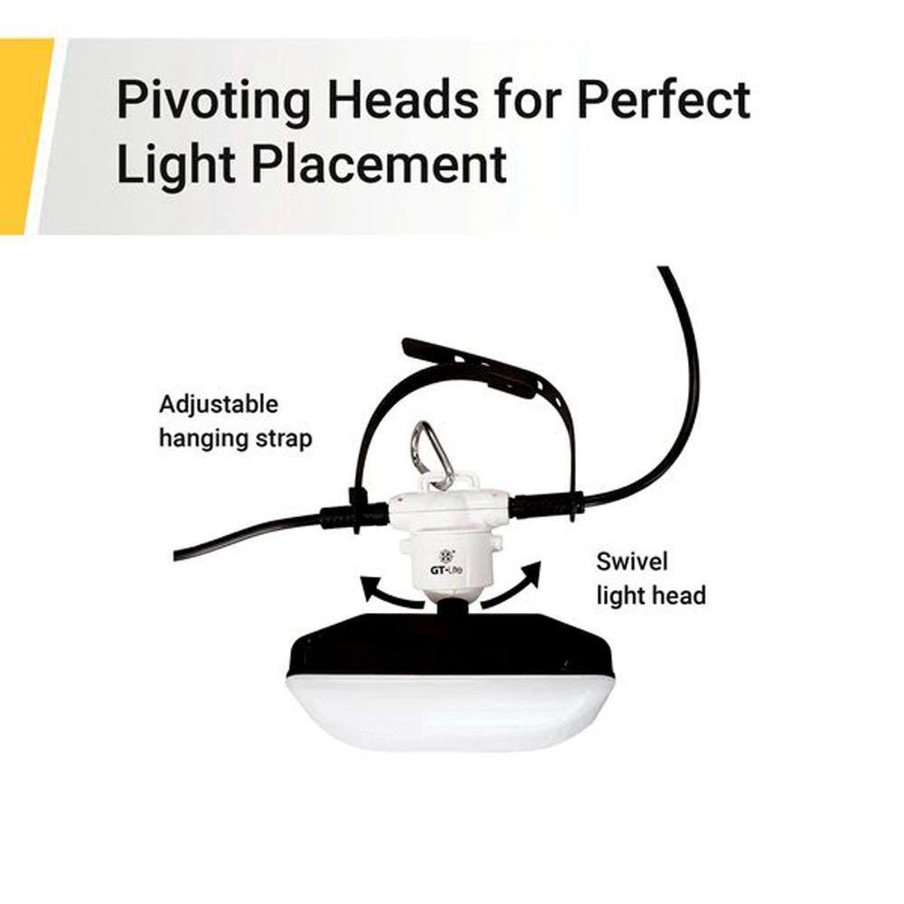 50ft White LED Outdoor Adjustable String Light with 5 Heads