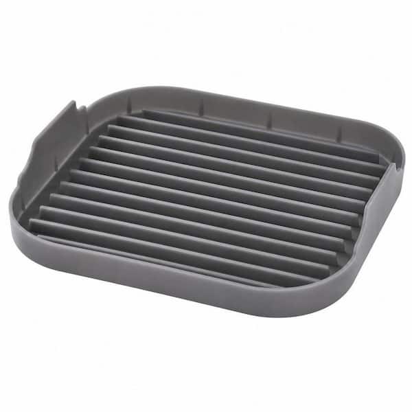 11 in. L x 10 in. W Silicon Bacon Grill Pan with Deep Grooves and Grease Reservoir, Bacon Tray for Microwave