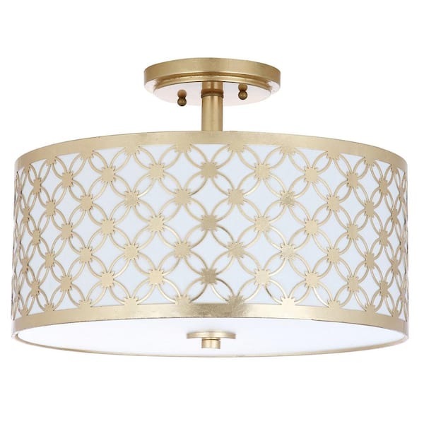 Hutch 16 in. 3-Light Gold Semi-Flush Mount
