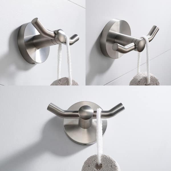 Elie 4-Piece Bath Hardware Set with 24 in. Towel Bar, Paper Holder, Towel Ring and Robe Hook in Brushed Nickel