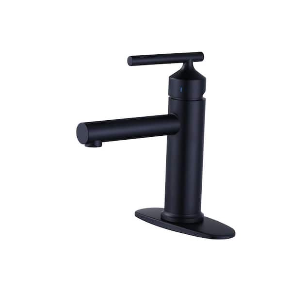 ARCORA Single Handle Single Hole Bathroom Faucet with Deckplate Included in Matte Black
