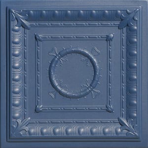 Romanesque Van Deusen Blue 1.6 ft. x 1.6 ft. Decorative Foam Glue Up Ceiling Tile (21.6 sq. ft./case)