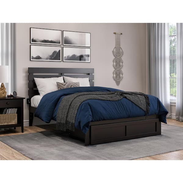 AFI Oxford 55-3/8 in. W Espresso Dark Brown Full Size Solid Wood Frame with Foot Drawer and USB Device Charger Platform Bed