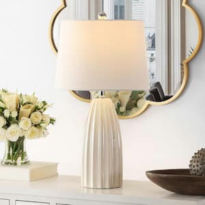 Kayden 25. 5 in. Ivory Table Lamp with White Shade
