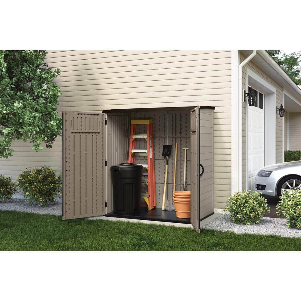 Dark Taupe and Cobblestone Resin Vertical Storage Shed Kit