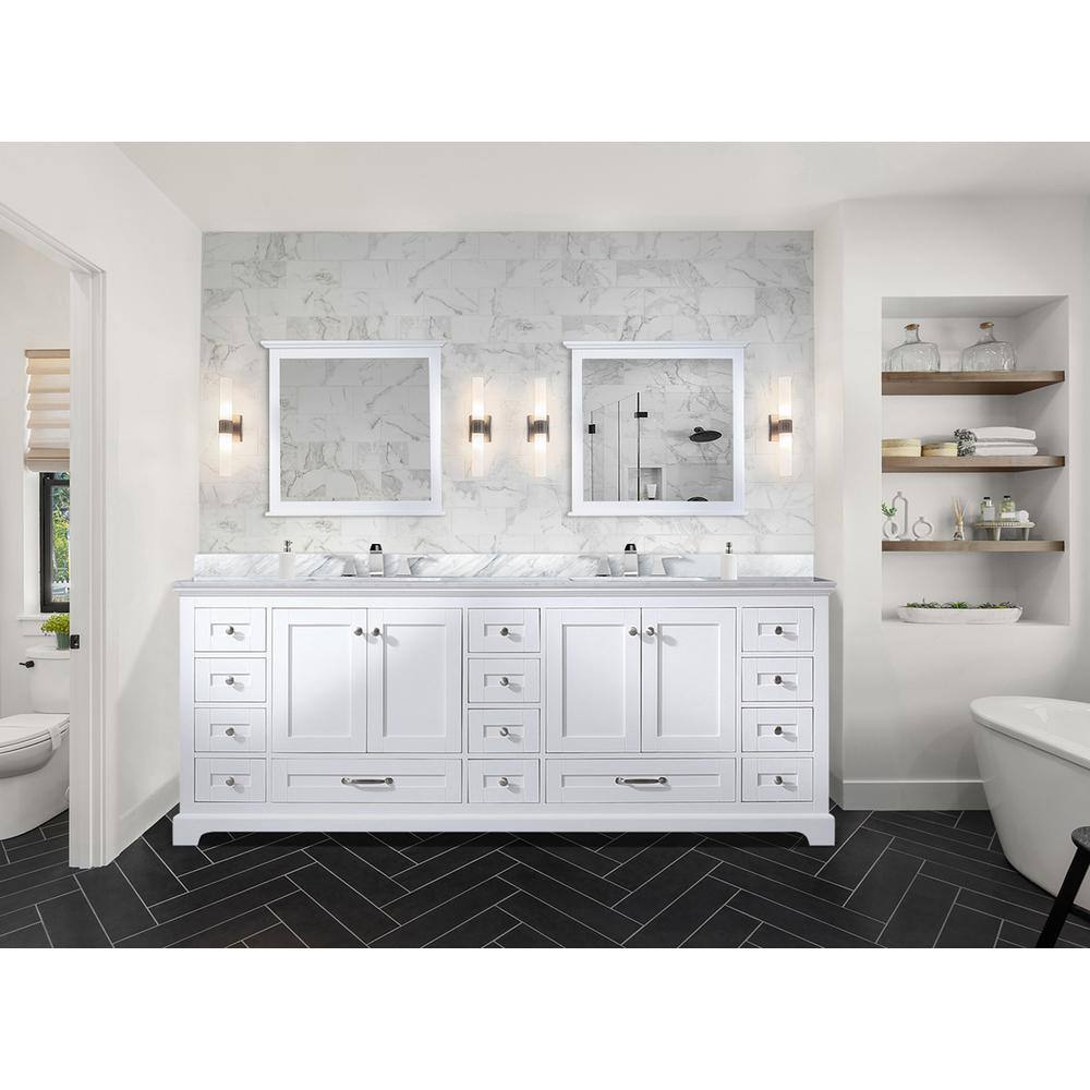Dukes Classic White 84" Double Vanity with Carrara Marble Top