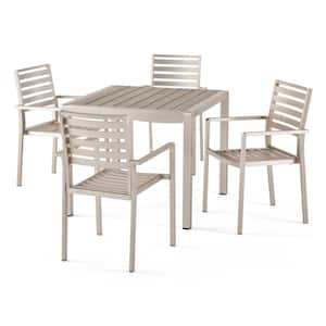 Cape Coral 30 in. Silver 5-Piece Aluminum Square Outdoor Dining Set