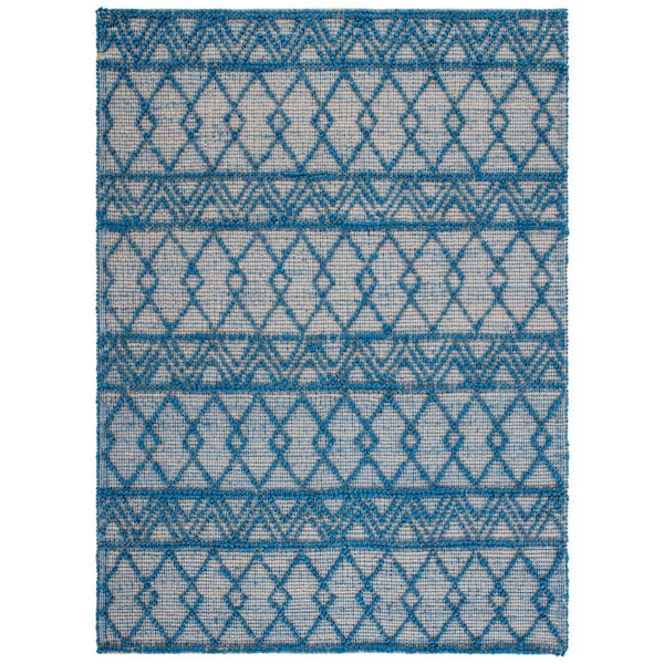 SAFAVIEH Natural Fiber Blue/Beige 8 ft. x 10 ft. Geometric Striped Area Rug