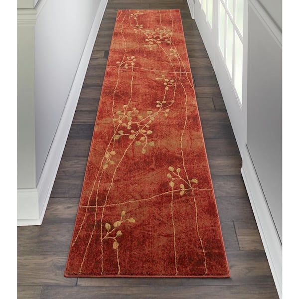 Somerset Flame 2 ft. x 6 ft. Oriental Modern Kitchen Runner Area Rug