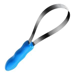Dual-Sided Pet Shedding Tool with Stainless Steel Blade for Dogs and Cats, Blue