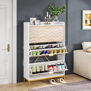 49.6 in. H x 32 in. W Mixed Color Wood Shoe Storage Cabinet