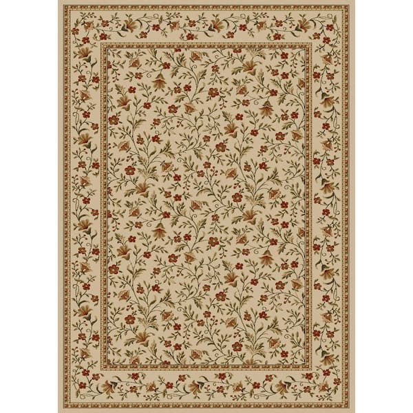 Como Ivory 8 ft. x 11 ft. Traditional Floral Area Rug