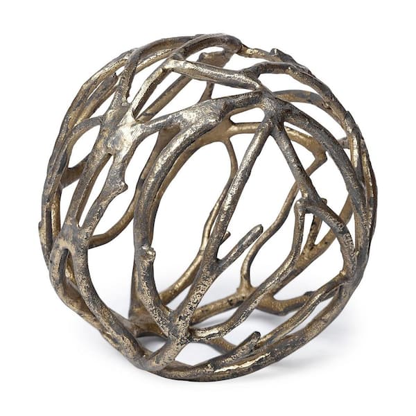 HomeRoots 7 in. Gold Gold Metal Tree Branch Sculpture