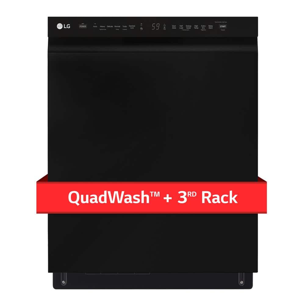 LG 24 in. Black Front Control Dishwasher with QuadWash, 3rd Rack & Dynamic Dry, 48 dBA