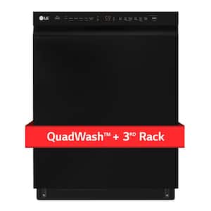 24 in. Black Front Control Dishwasher with QuadWash, 3rd Rack & Dynamic Dry, 48 dBA