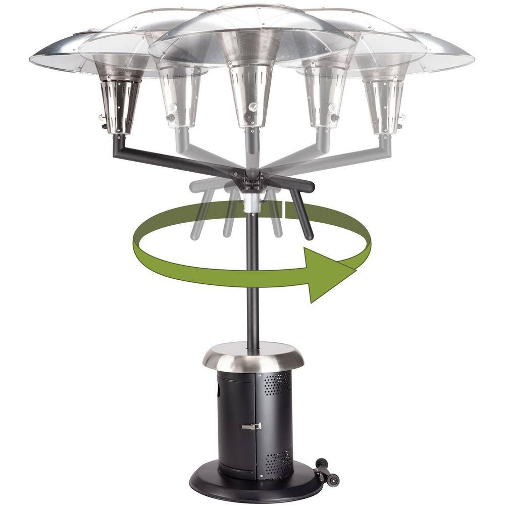 Extra Large Black and Silver Propane Patio Heater with Drink Table