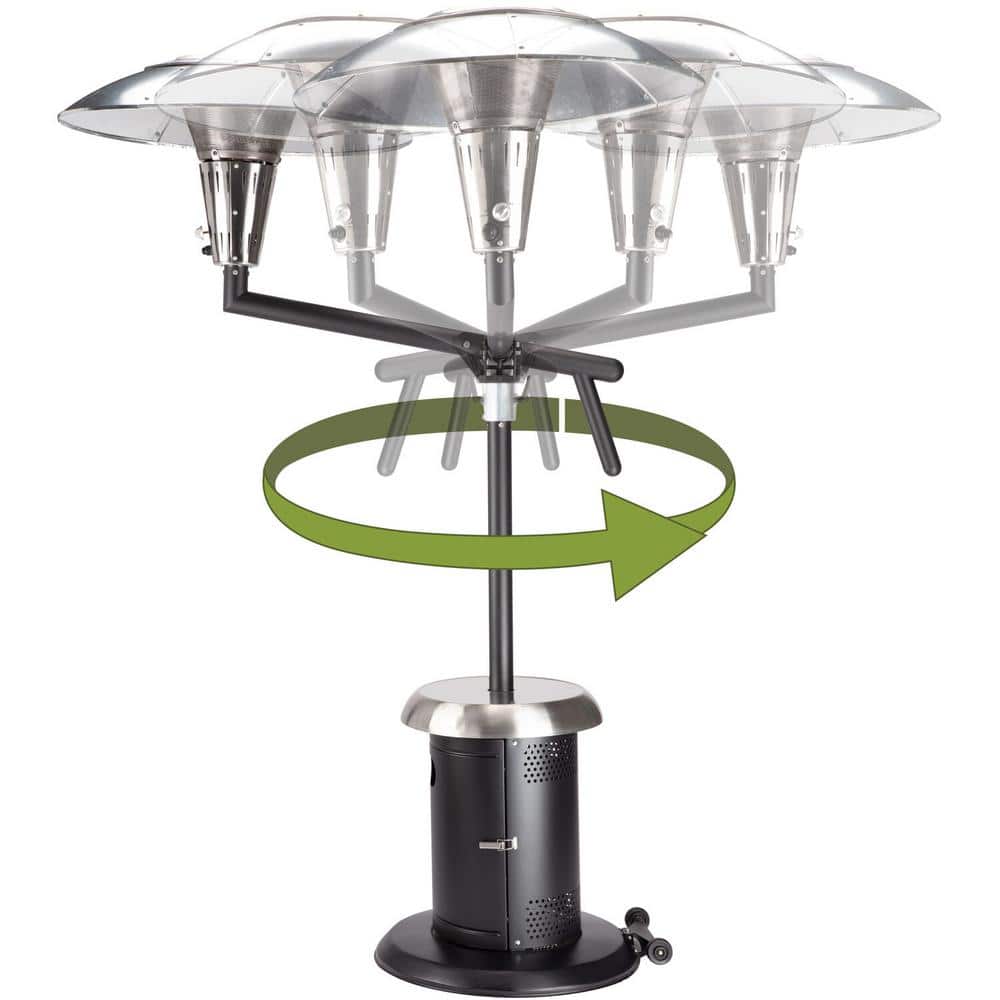 Extra Large Black and Silver Propane Patio Heater with Drink Table