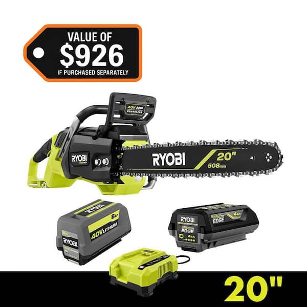 40V HP Brushless 20 in. Battery Chainsaw with 8.0 Ah Battery, 8.0 Ah Lithium-Ion High Performance EDGE Battery & Charger