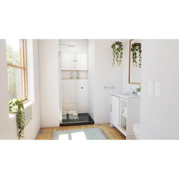 Aqua-Q Fold 36 in. L x 36 in. W x 74-3/4 in. H Alcove Shower Kit with Bi-Fold Frameless Shower Door and Shower Pan