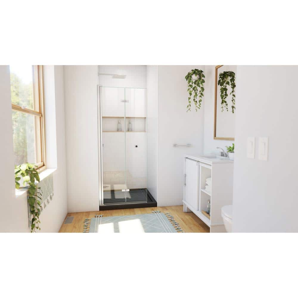Aqua-Q Fold 32" Frameless Shower Kit with Brushed Nickel Hardware