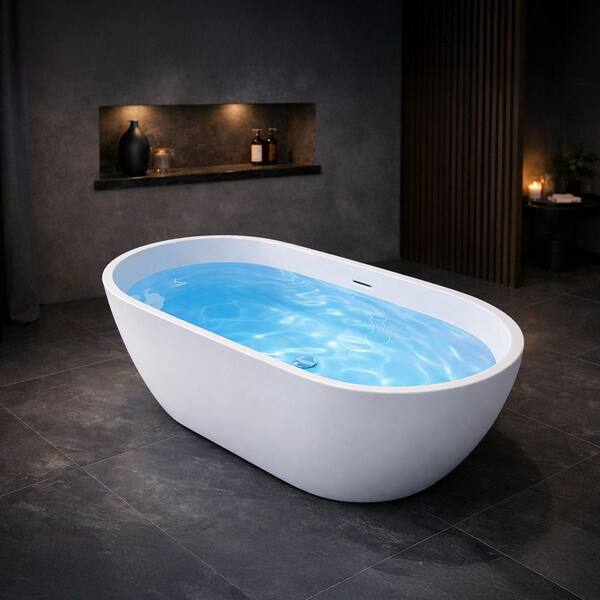 ANZZI Mone 67 in. L x 29 in. W Acrylic Glossy Flat bottom Soaking