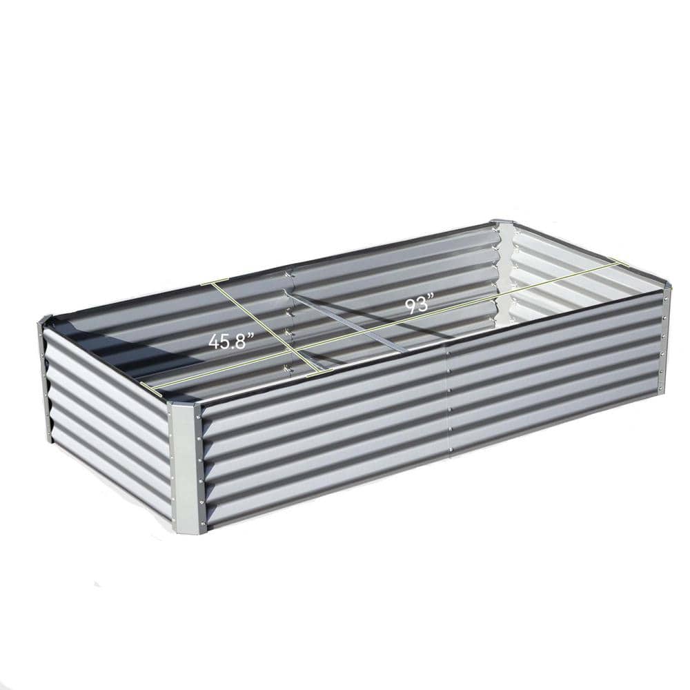 Raised Garden Bed, Outdoor Planter Garden Boxes Large Steel Planter Box for Gardening Vegetables Fruits Flowers, Silver