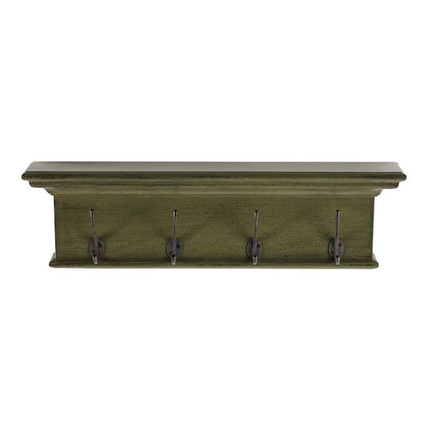HomeRoots Charlie 27.56 in. Antiqued Green Wall-Mounted with Shelf