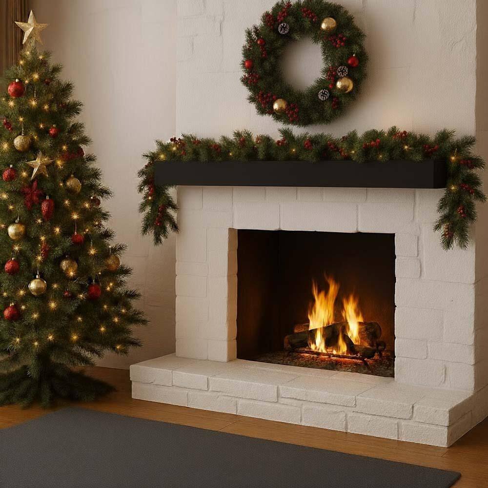 72 in. W x 9 in. D Black Decorative Wall Shelf, Wall Mounted