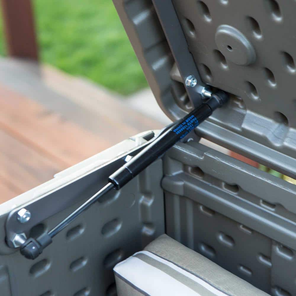 Brown Lockable High-Density Polyethylene Outdoor Deck Box Bench