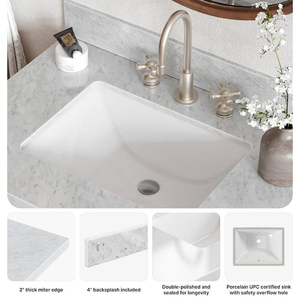 ARIEL Cambridge 60 in. Double Sink Freestanding Bathroom Vanity in