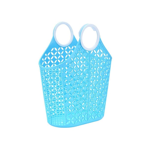 Blue Cleaning Caddy, Laundry and Produce Basket with Built-In Handles, 6" x 14" x 18"