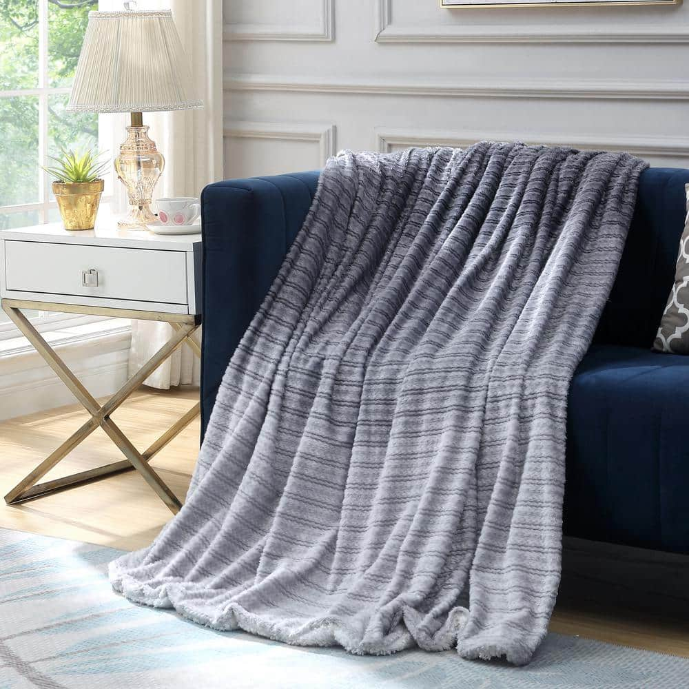 COZY TYME Jacques Dark Grey Throw Super Soft 100% Polyester 60 in. x 70 in.  B175-20DGT-HD - The Home Depot