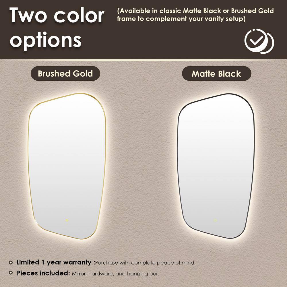 Florian 26" x 48" Black Aluminum LED Vanity Mirror
